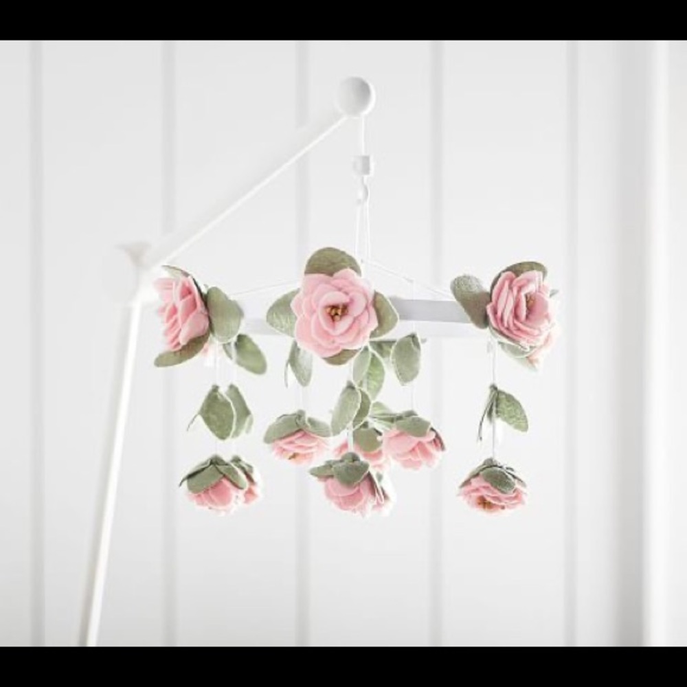 Pottery Barn Kids Felted Pink Rose Mobile